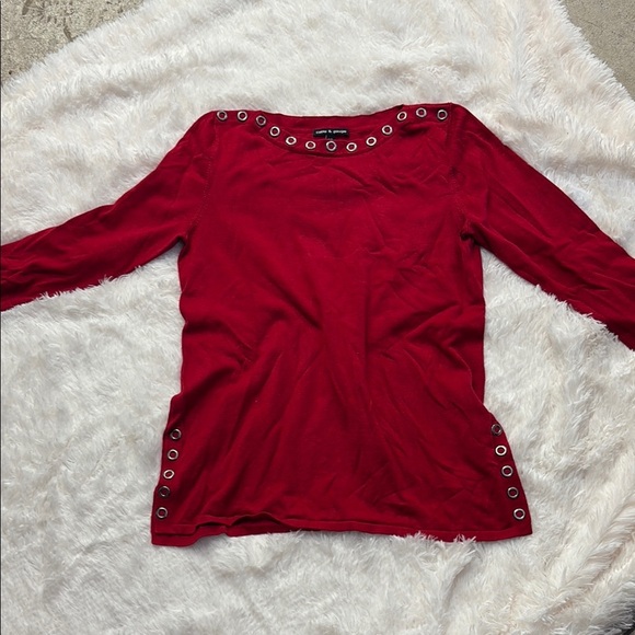 Cable & Gauge Tops - Cable & Gauge Scarlet Blouse with Eyelet Trim